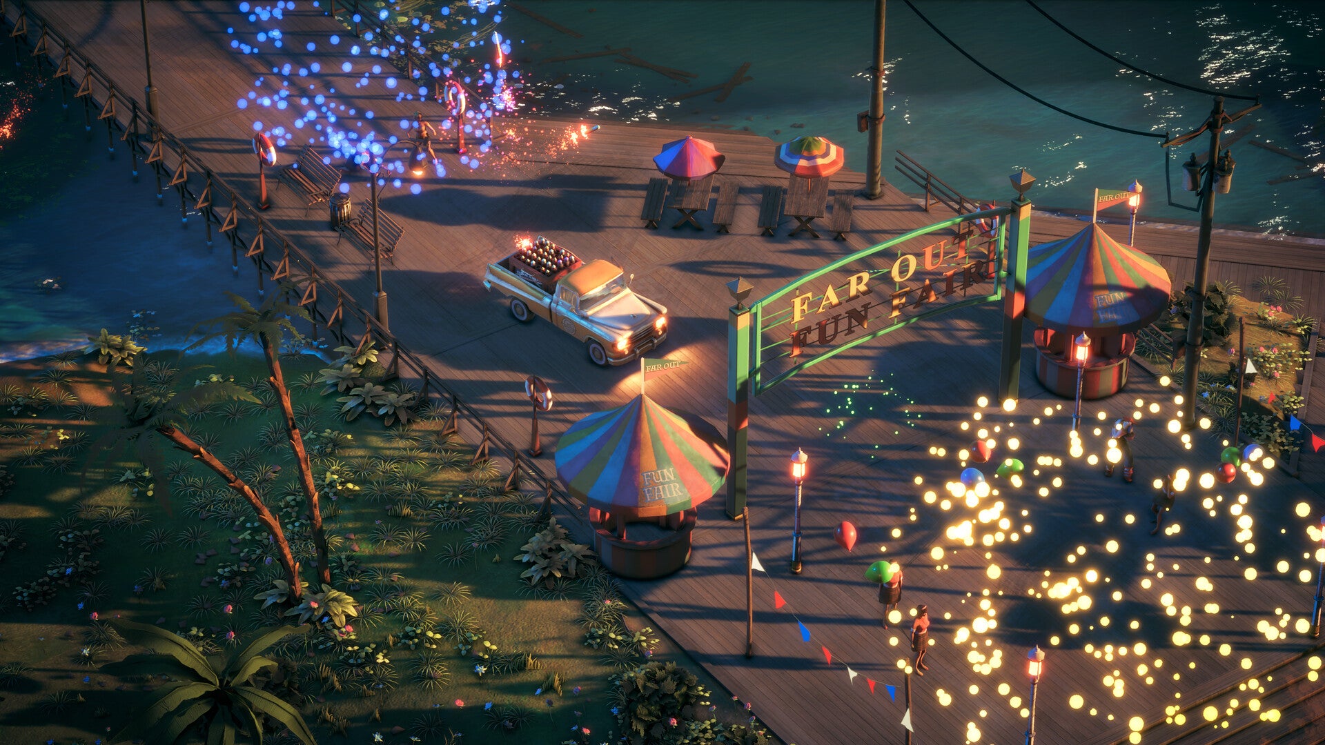 Driving through a chaotic fireworks accident in Deliver At All Costs. - 32