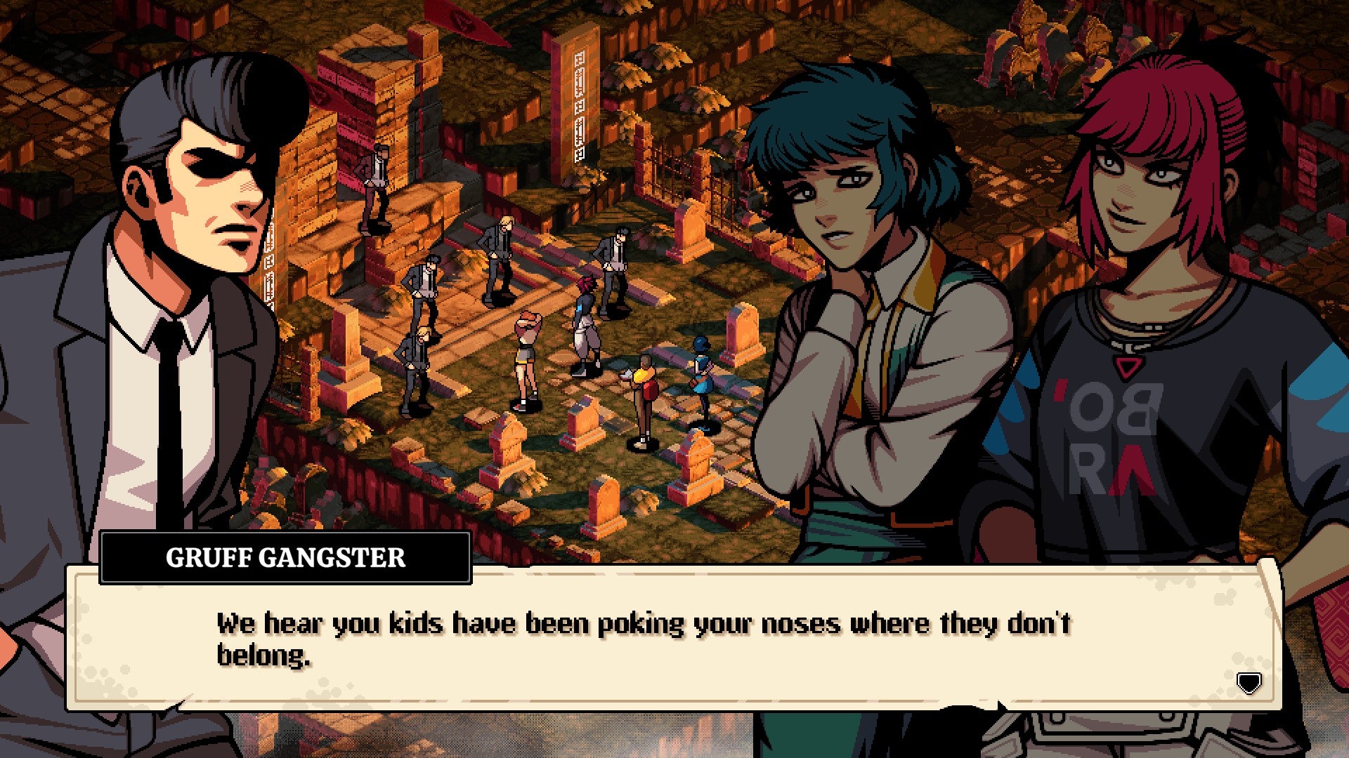 The gang encounter a group of gangsters in Demonschool