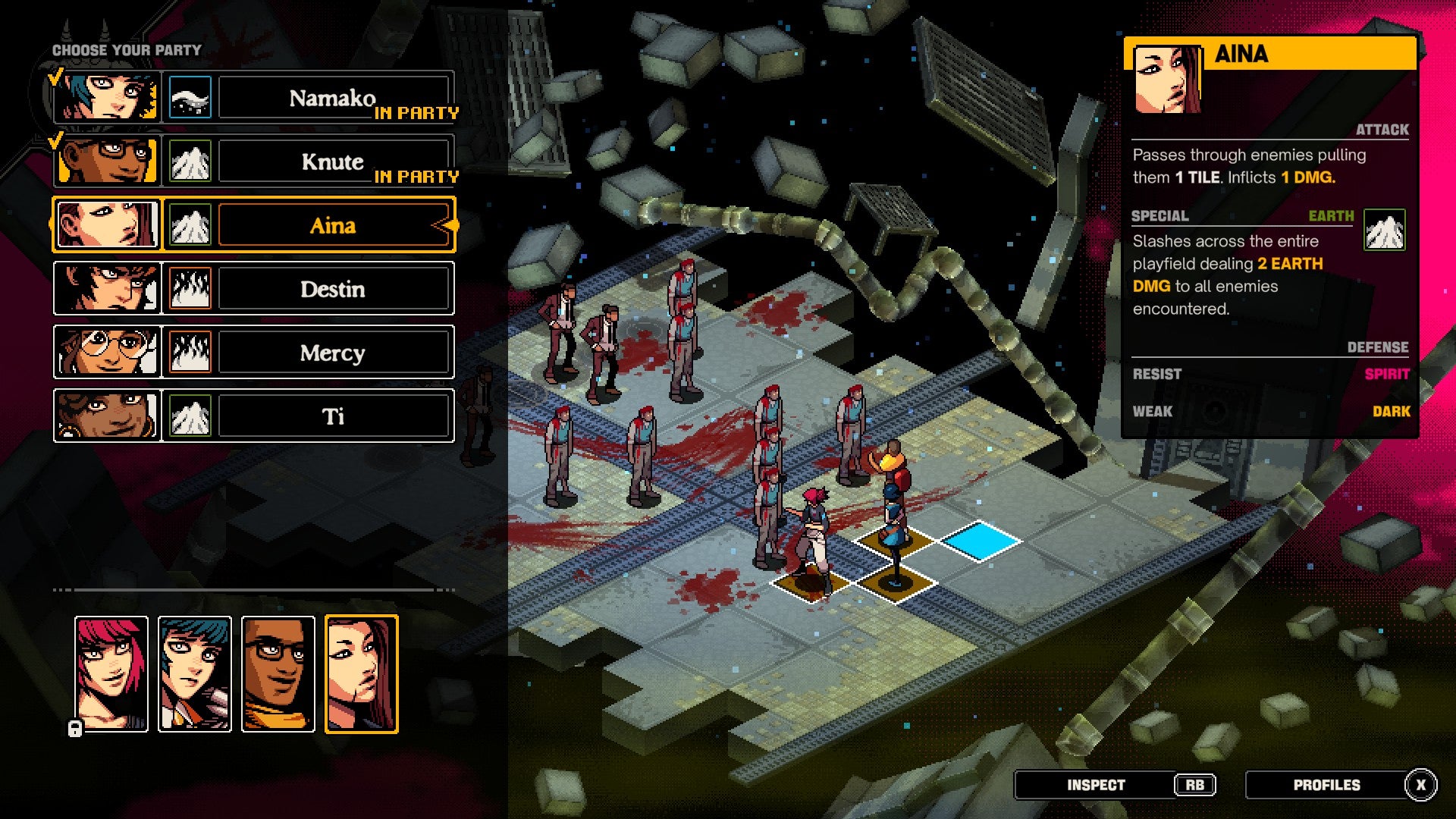 Choosing party members from the currently available roster in Demonschool. - 8