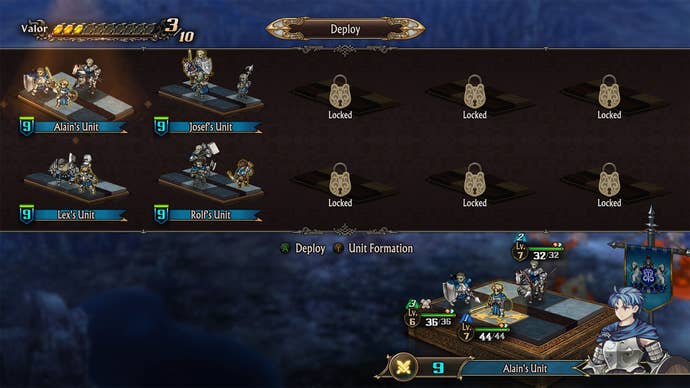 Deployment screen in Unicorn Overlord.