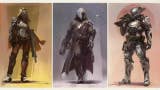 Destiny concept art for Bungie's original game, showing its three character classes.