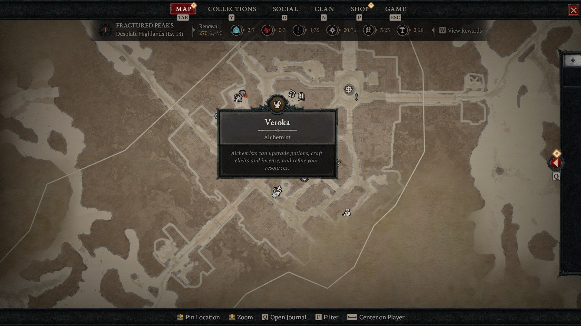 Diablo 4 screenshot showing the location of the Alchemist on the map of Kyovashad. - 4
