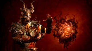 Diablo 4's corrupted Malignant Monster playing around with a floating Malignant Heart in a screenshot from the game's Season 1 update