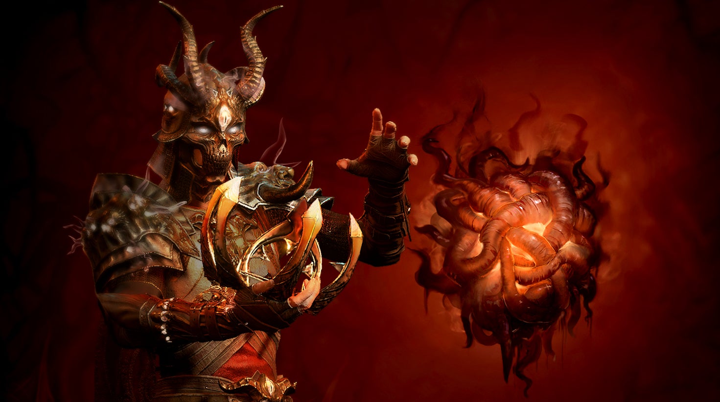 Diablo 4's corrupted Malignant Monster playing around with a floating Malignant Heart in a screenshot from the game's Season 1 update - 1