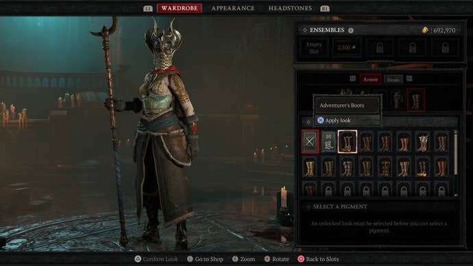 Wardrobe and cosmetic collection in Diablo 4