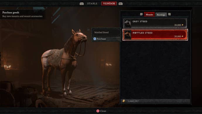 Purchasable mount equipment in Diablo 4