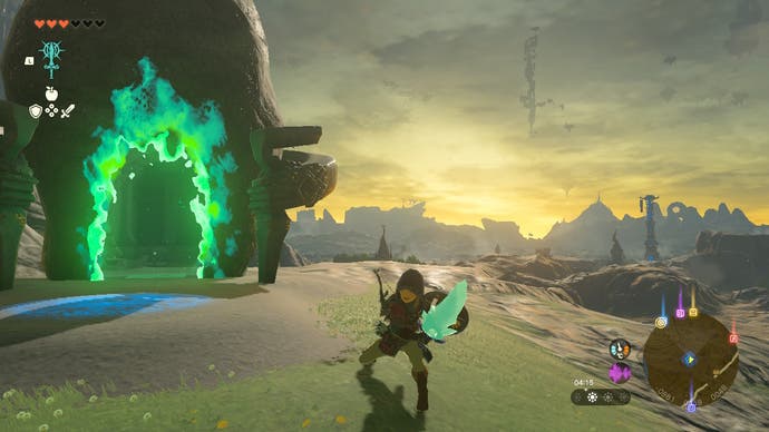 Link fusing a diamond to the Master Sword in The Legend of Zelda: Tears of the Kingdom.