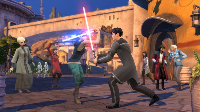 Lichtschwertkampf in Die Sims 4.