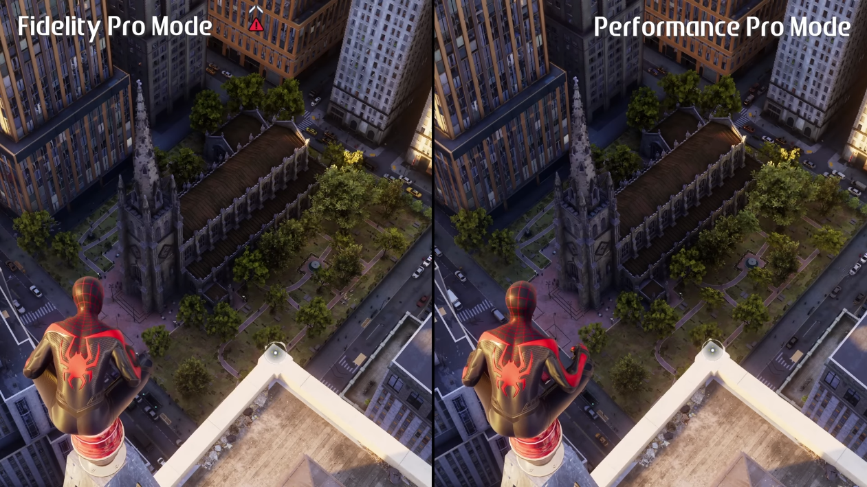 fidelity pro vs performance pro modes in spider-man 2 on ps5 pro