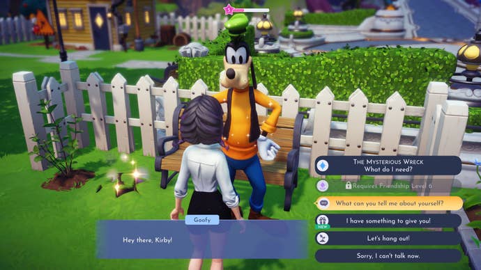 A player has a daily discussion with Goofy in Disney Dreamlight Valley