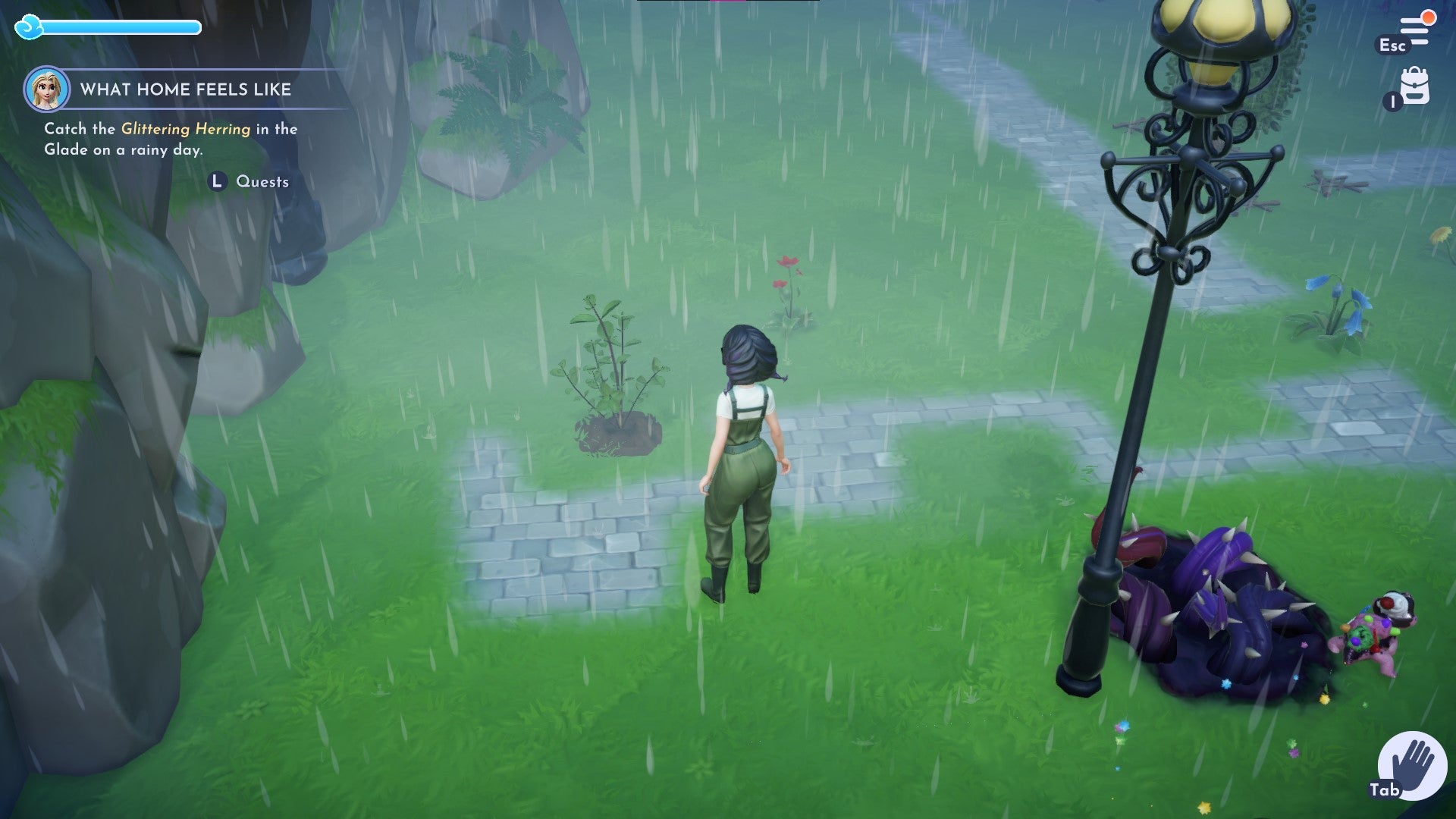 A player looks at basil growing in Disney Dreamlight Valley