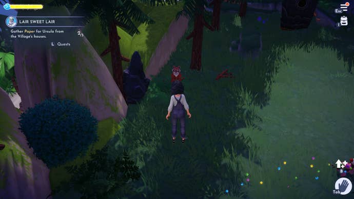 A player looks at a raccoon in Disney Dreamlight Valley