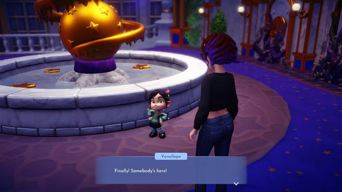 The player speaks with Vanellope in Disney Dreamlight Valley