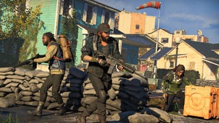Three soldiers raise their guns in a screenshot from The Division Heartland