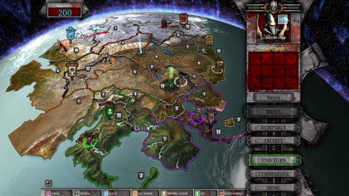 Dawn of War Definitive Edition screenshot showing the planetary conquest map from Dark Crusade's campaign