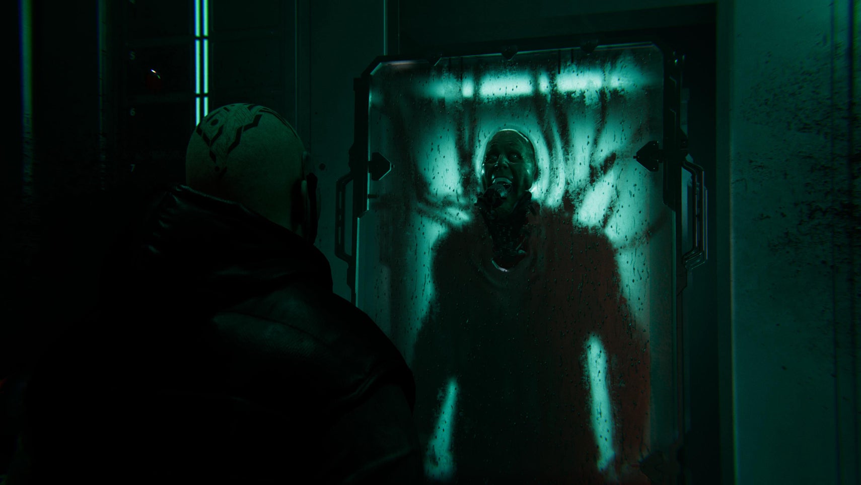 Den of Wolves press image of scary man in wall - 1