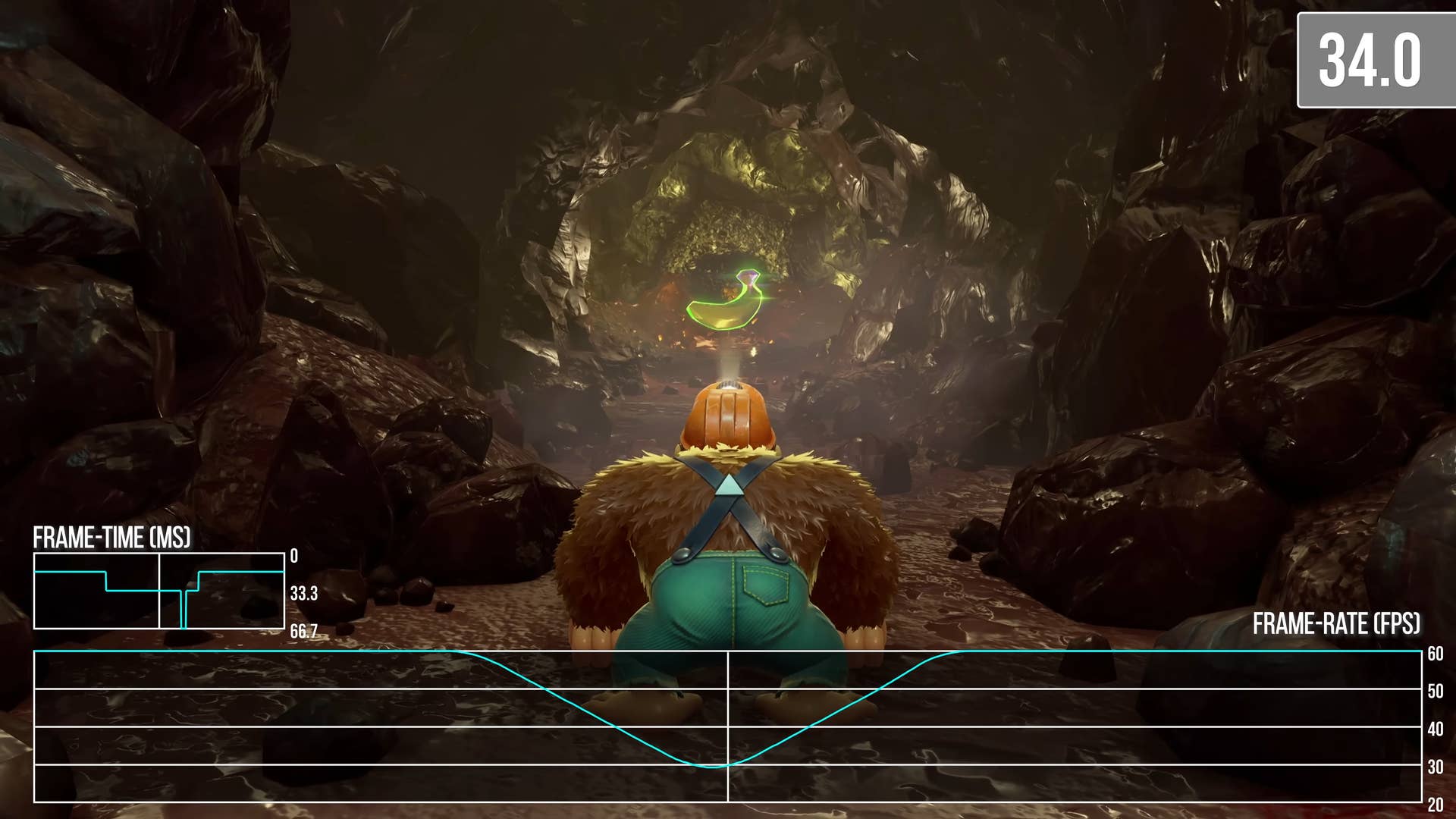 Donkey Kong Bananza screenshot: frame-drop tied to certain animations