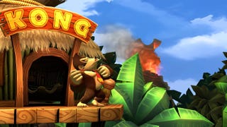 DK beats his chest in Donkey Kong Country Returns HD