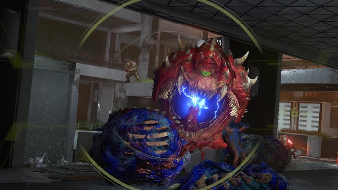 A cacodemon prepares to attack in Doom Eternal