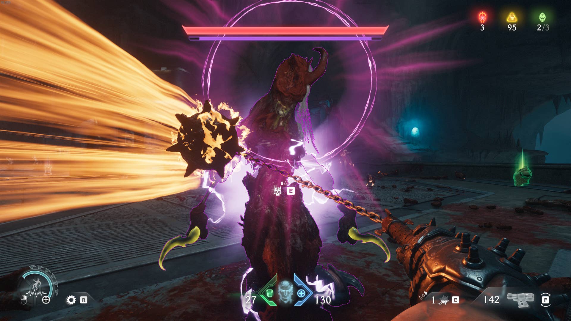 Swinging in a flall to kill an execution in doom: dark era.