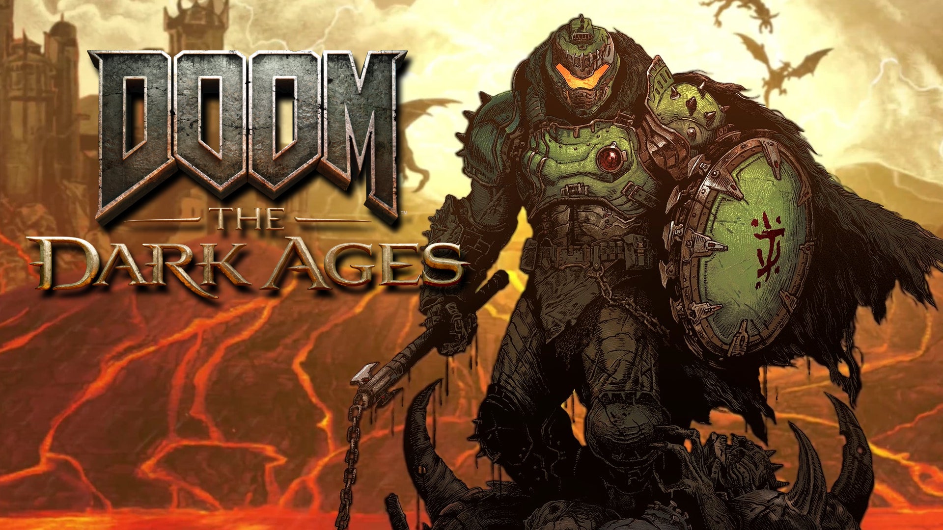 Doom The Dark Ages header with a logo and concept art - 1
