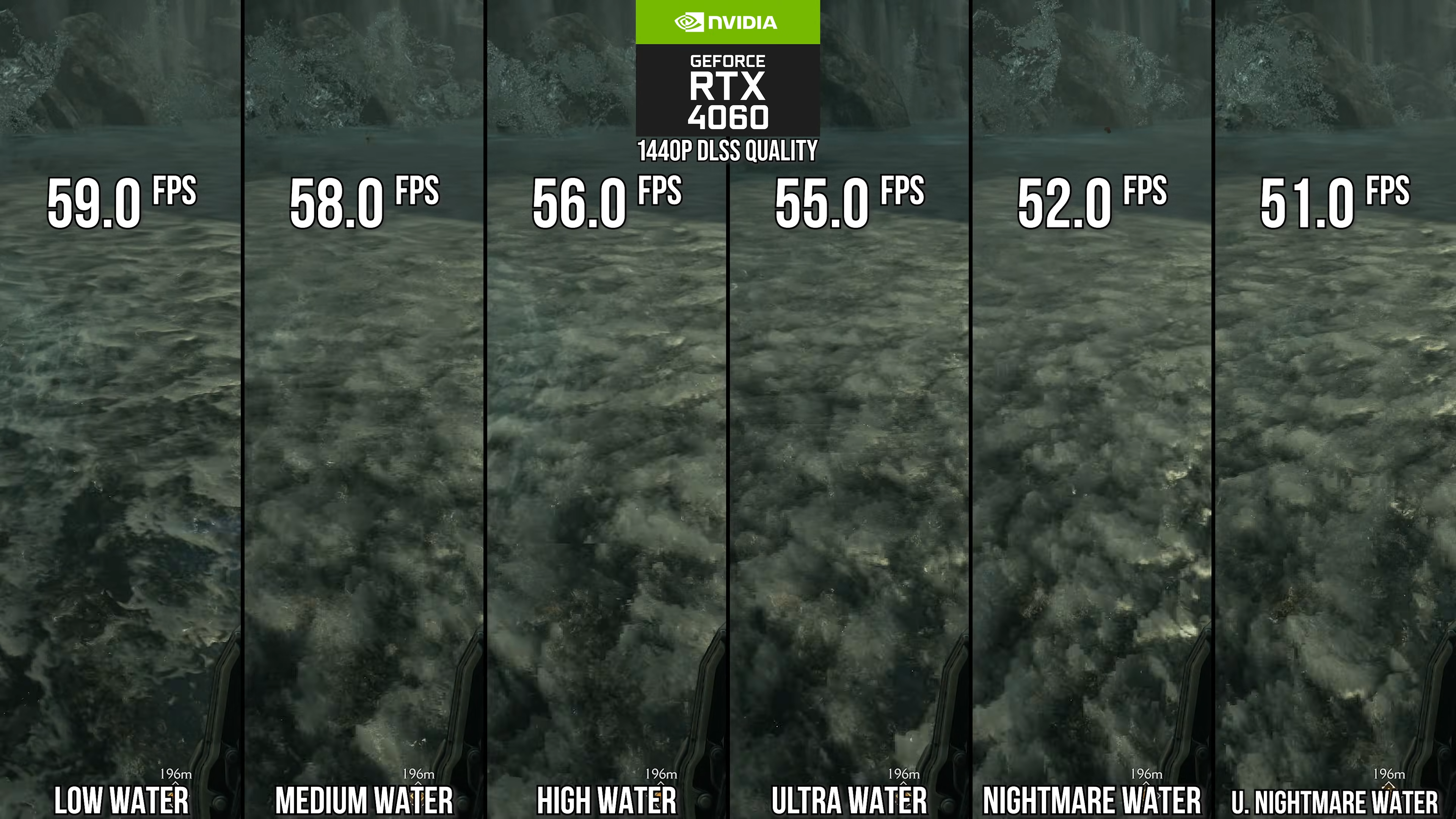 Doom: The Dark Ages - water quality setting comparison