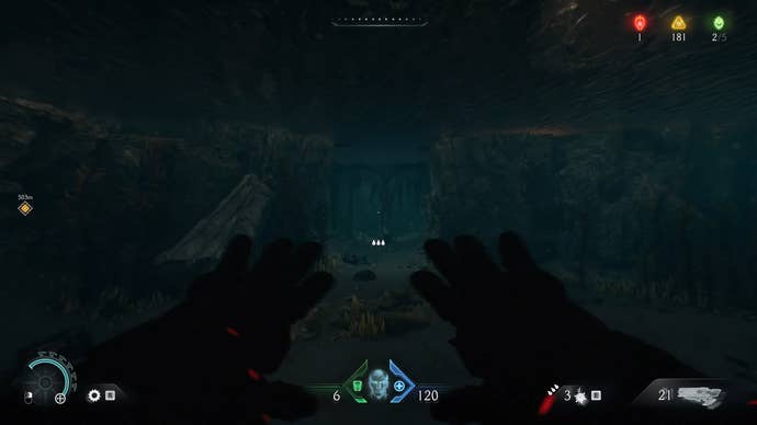 doom the dark ages screenshot, showing swimming visuals
