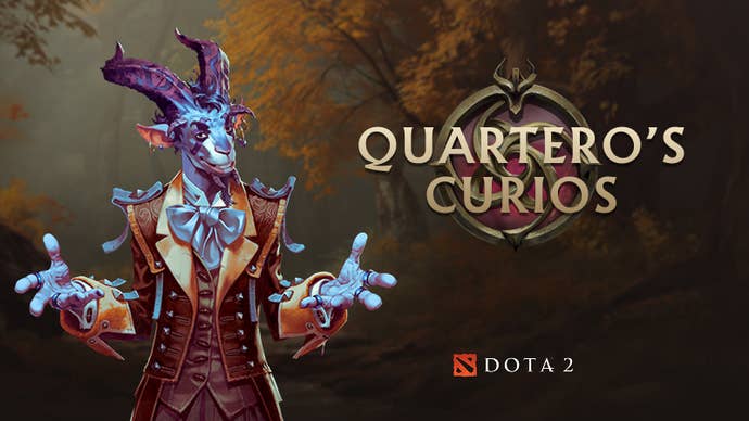 A promo representation for Dota 2's Quartero's Curios update, showing the charming and not astatine each sinister Quartero.
