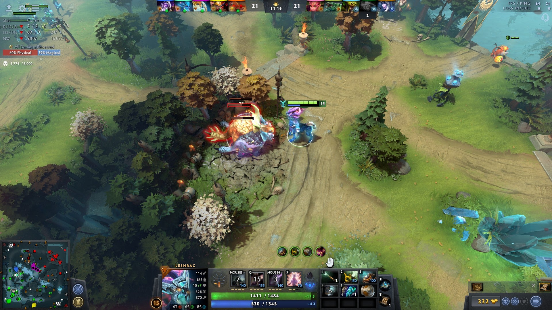 Leshrac farms some ancient creeps in Dota 2