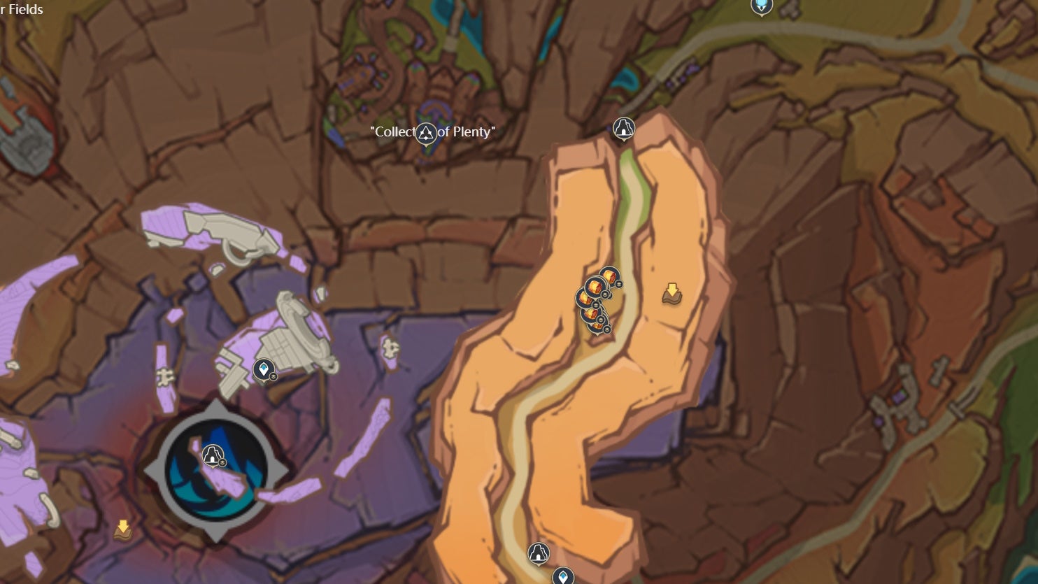 Map view of Dracolite locations in Genshin Impact.