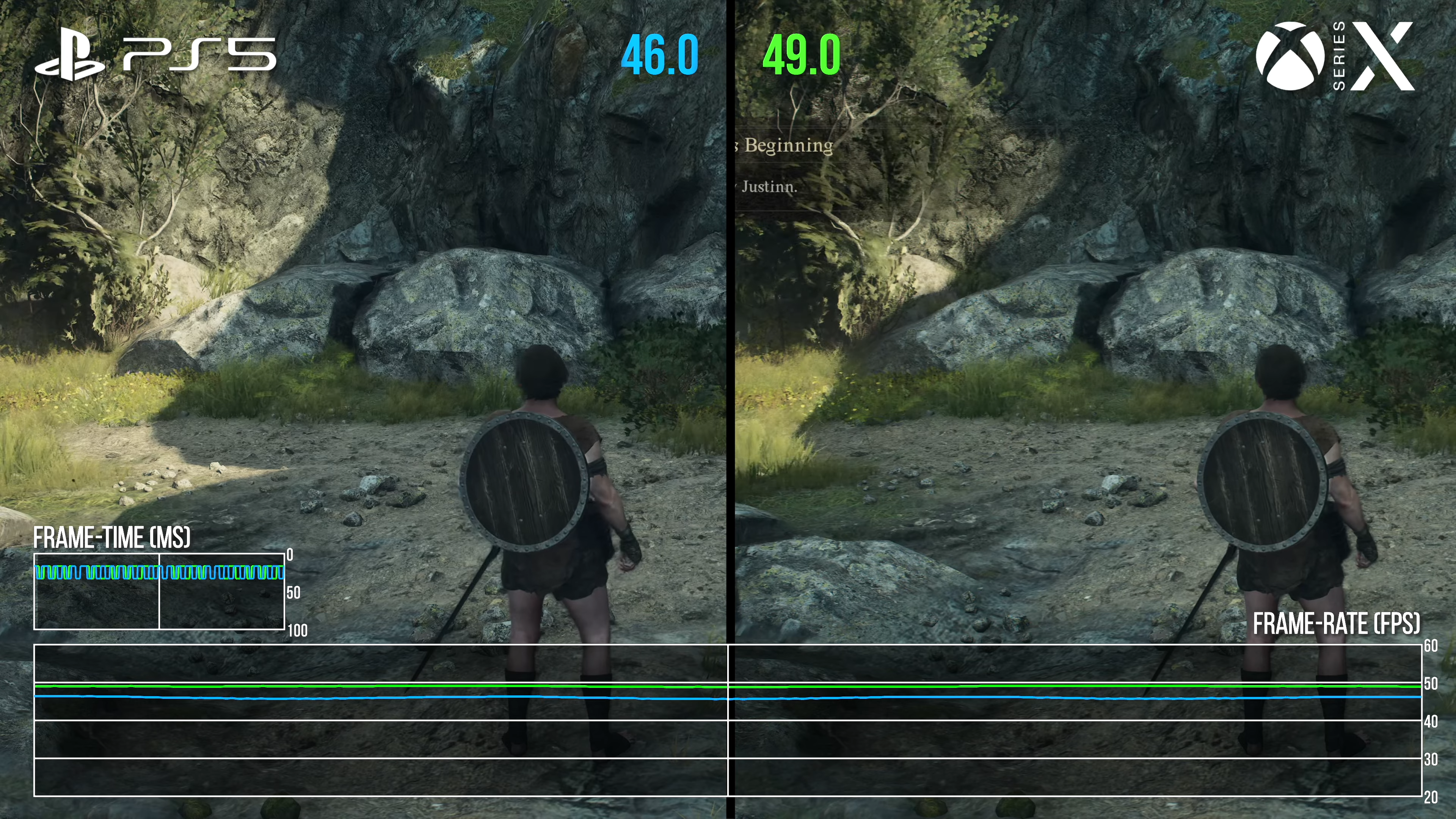 dragon&rsquo;s dogma 2 screenshot comparing series x and ps5 performance