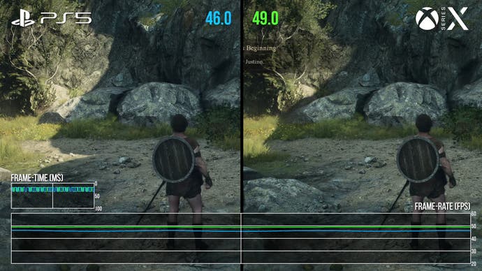 dragon's dogma 2 screenshot comparing series x and ps5 performance