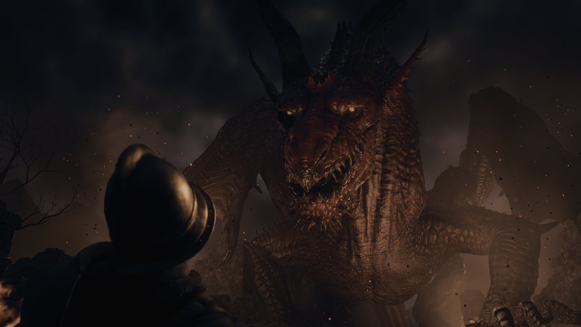 A dragon approaches a lone soldier in Dragon's Dogma 2. - 3