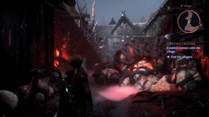 The blight-ridden town of Dmeta’s Crossing in Dragon Age: The Veilguard.