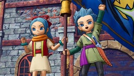 Child versions of Eric and Mia celebrate in a screenshot from Dragon Quest Treasures