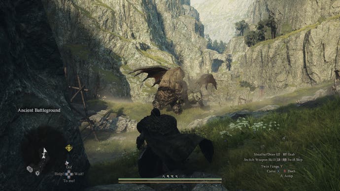 Dragon's Dogma 2 Review 1 - Dragon's Dogma 2 screenshot of a troll and a dragon fighting each other
