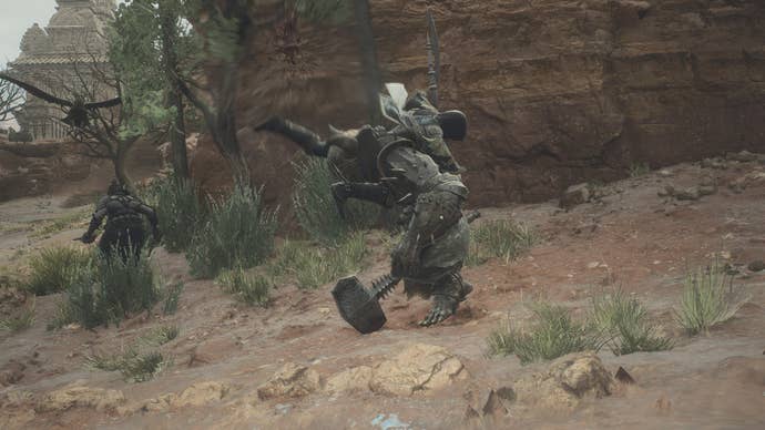 Dragon’s Dogma 2 screenshot showing a Mystic Spearhand skill in action.