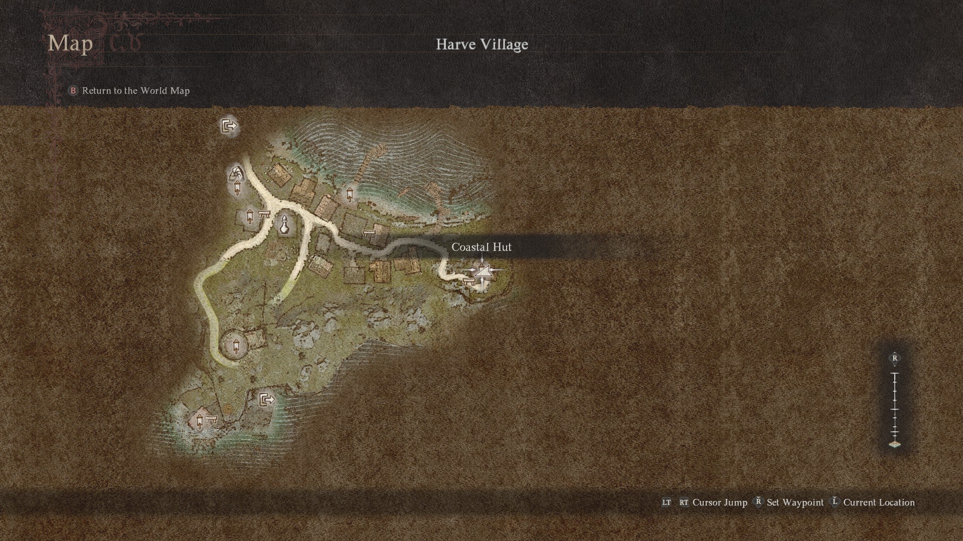 The location of Sigurd&rsquo;s coastal hut in Harve Village.
