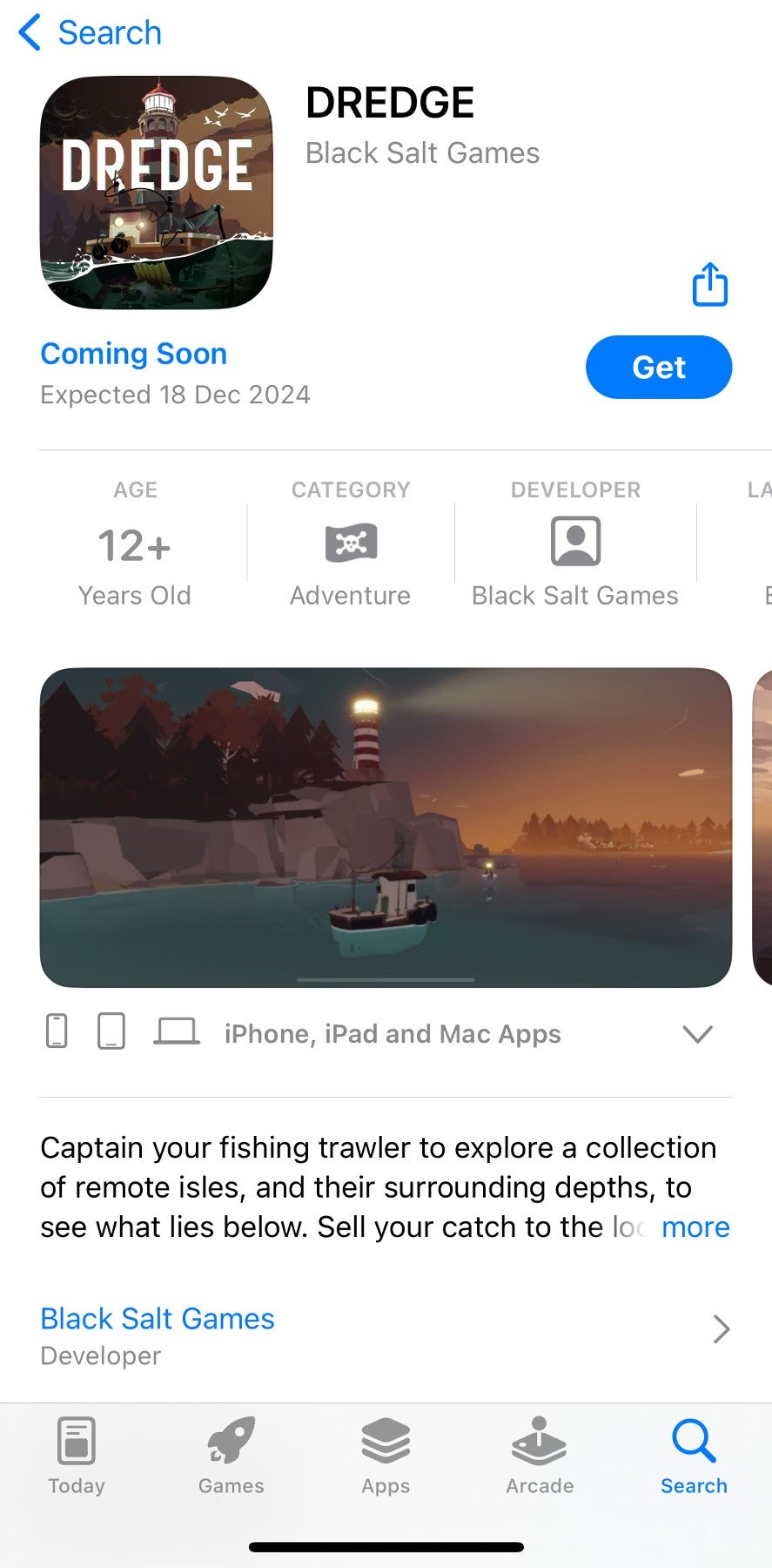 Dredge on the iPhone app store