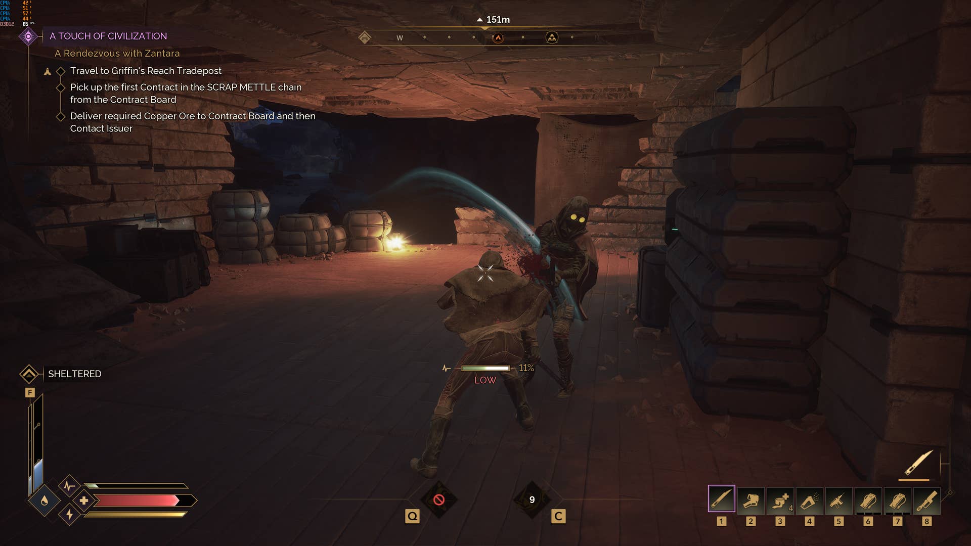 Fighting a knife tibba in a bandit: Jagriti.