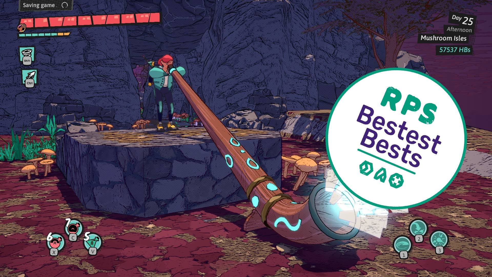 Luisa blows into an enormous magical horn, producing a Bestest Best badge. - 1