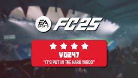 EA FC 25 review header that scores the game 4 stars and says: "It's put in the hard yards"