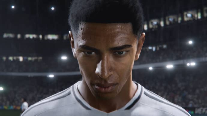 Close up of England footballer from EA Sports FC 25 trailer