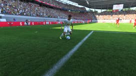 Antonio Nusa, one of EA Sports FC 25's best wonderkids, dribbles into the box for RB Leipzig.
