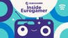 Illustration artwork for the Inside Eurogamer podcast. It shows - in very simple shapes - a purple radio with a smiley face on it. A friendly radio, if you will. Around it, blue and white and purple circles decorate a turquoise background.