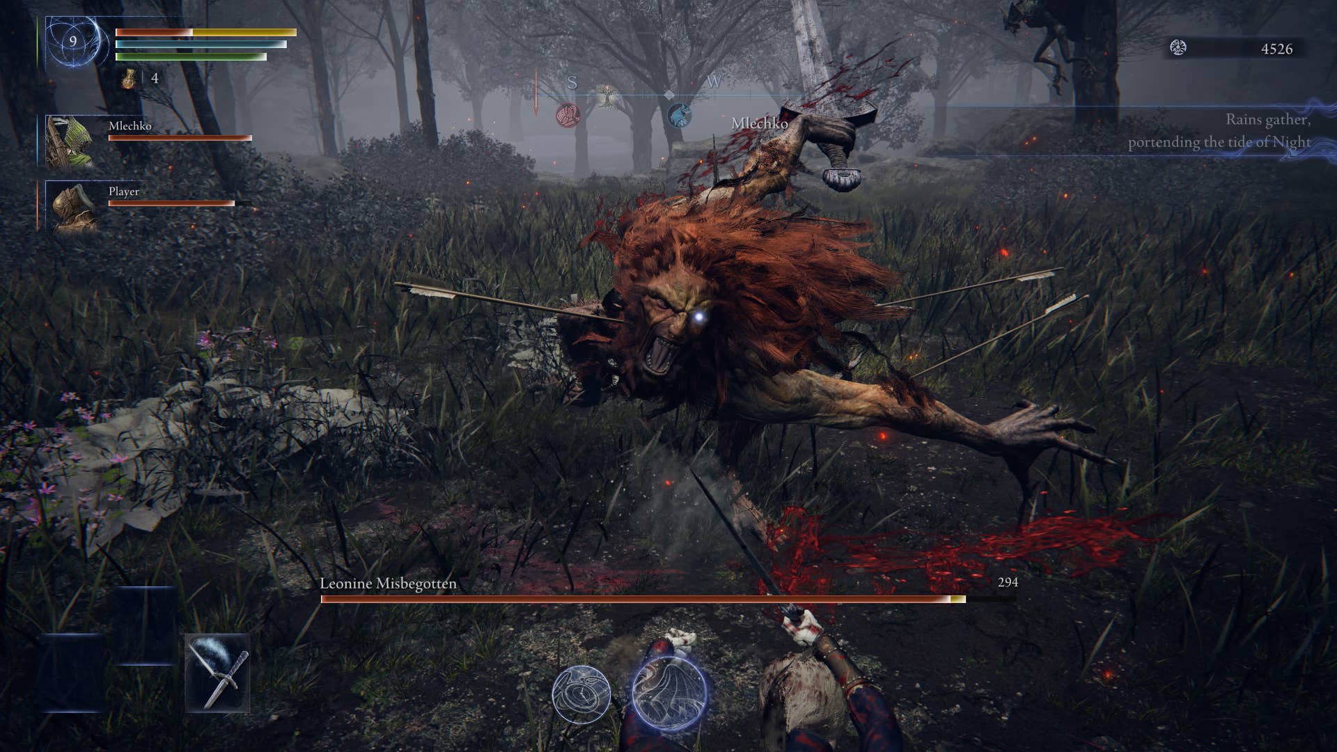 Elden Ring Nightreign showing player facing a leaping lion beast