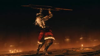 Elden Ring player character lifts spiked Thrusting Shield over their head