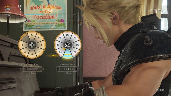 Cloud plays piano minigame in Final Fantasy 7 Rebirth