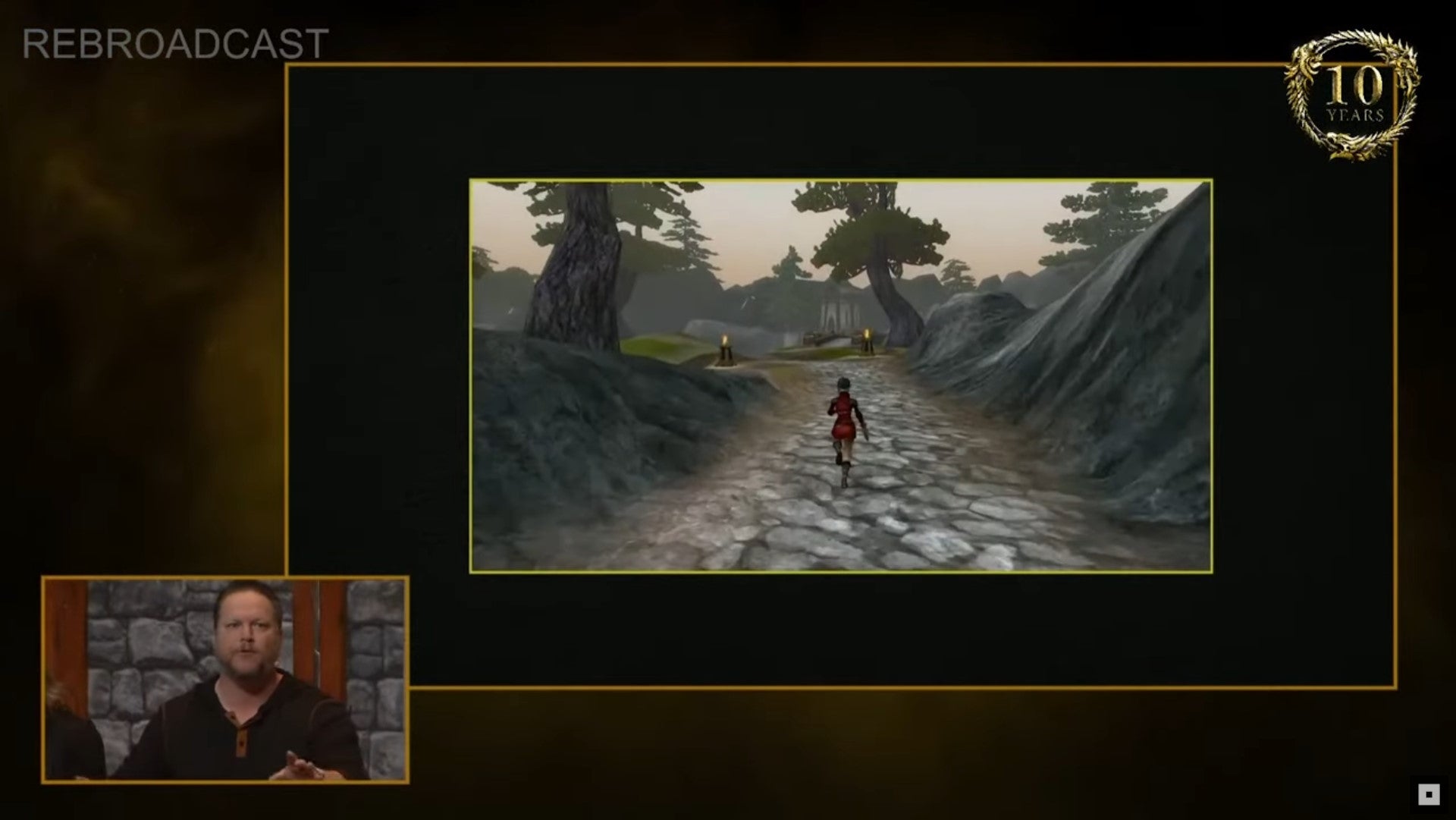 A screengrab of The Elder Scroll's 10 Year Anniversary livestream showing an early prototype of the game from early on in development. - 5