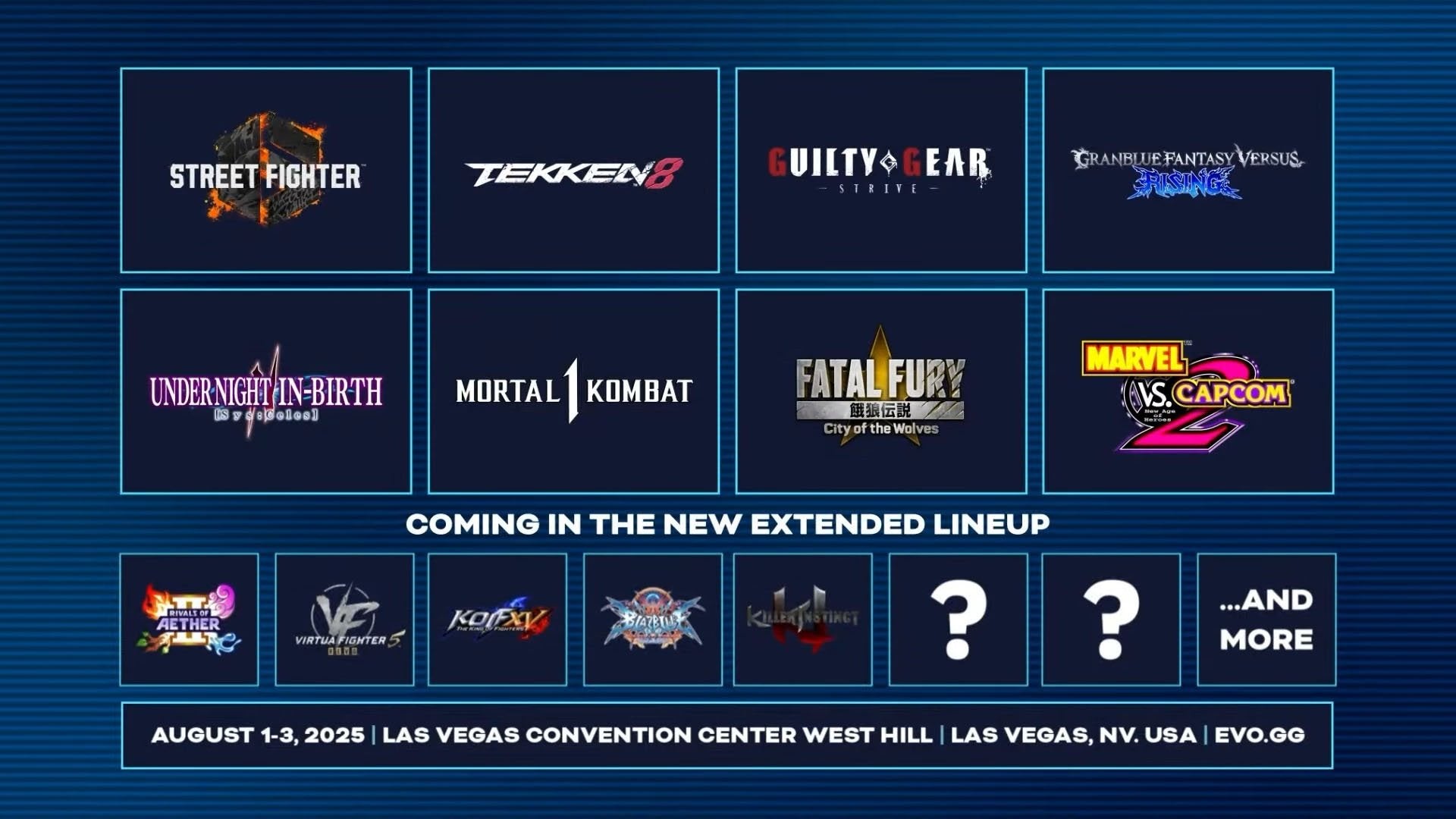 La organización del EVO 2025 confirma la selección de juegos oficiales